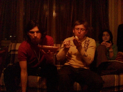 eagerly eating vareniks... 