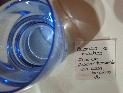 Cute note from Dani, my dear friend and host